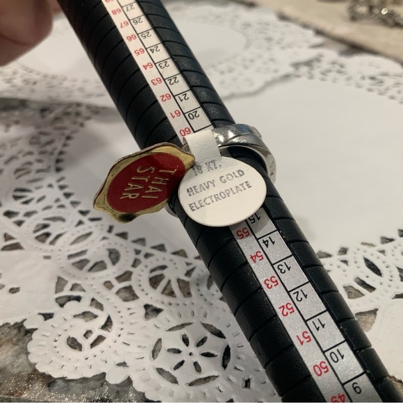 MEN'S OVAL THAI STAR SAPPHIRE RING HEAVY GOLD ELECTROPLATE  18KT SZ 8.5 - Picture 2 of 11